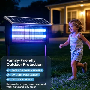 18W Solar Bug Zapper Outdoor LED Purple Light Dusk-to-Dawn Auto Sensor USB Rechargeable
