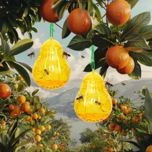 2 Pack Reusable Solid Weatherproof Plastic Eco friendly Wasp Killer Traps for Outdoor Hanging Yellow Jacket Carpenter Bee