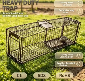 Animal Cage Trap for Cats Squirrels Raccoon Dogs and Live Animal Control