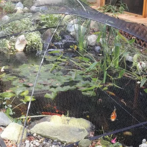 Black Woven Fine-Mesh Fish Pond Cover Net with Stakes