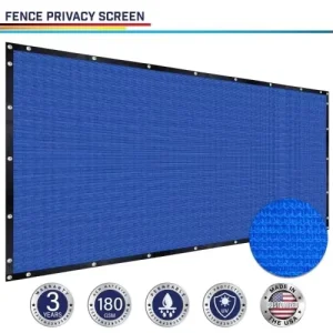 Blue HDPE Privacy Fence Net UV Stabilized Reinforced Edge Grommets Portable Safety Mesh for Outdoor Yard Garden