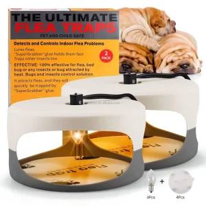 Chingyoo 2 Pack Flea Traps for Inside Your Home With 4 Sticky Disc & 6 Bulbs & 2 Wires Flea Killer Indoor Bed Bug Trap