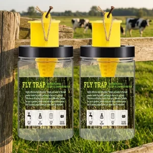 Custom Logo Outdoor Fly Catcher Bottle Factory Reusable Hanging Fly Trap with Natural Bait for Garden Yard Farm