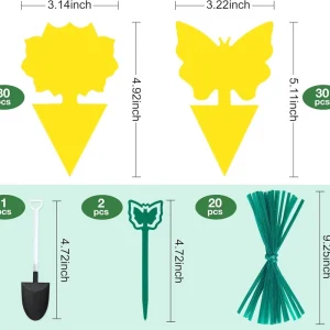 Double sided Sticky Plastic Insect Traps Butterfly shaped Floral patterned Yellow 13X8.5CM 5 Year Life Garden Pest Control