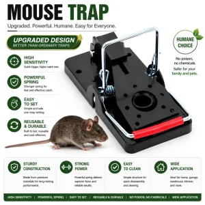 Eco Friendly Humane Mouse Snap Trap Reusable Quick Kill Black Plastic Bedroom Pest Control