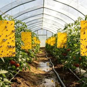Eco friendly Non toxic Plastic Solid Dual Sided Yellow Sticky Insect Trap for Greenhouse Strawberry Grape Fruit Orchard Use