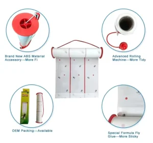 Fly Catcher Ribbon Strip Thick Glue Trap Hanging Sticky Pest Control Roll for Garden Fruit Trees and Insects