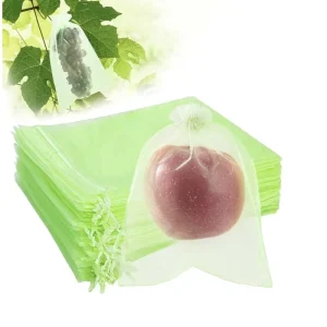Fruit Protection Bags with Drawstring 6×8 Inch Green Organza Gift Bags for Fruit Trees Mesh Netting for Garden Protection