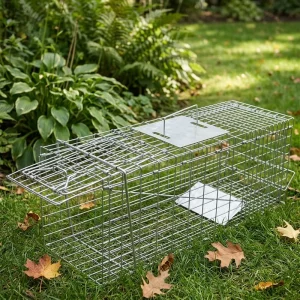 Galvanized Steel Solid Eco Friendly Live Cage Trap Humane One Door Collapsible for Cats Rabbits Squirrels Outdoor Pest Control