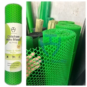 Green Black White Plastic Chicken Wire Mesh, 4-25 mm Hole, 15.7″ x 10′, Poultry Netting for Chicken Coop and Garden Fencing