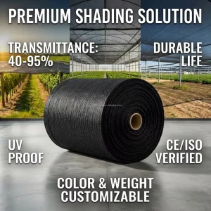 HDPE Anti aging UV Protected 30% 95% Shading Rate Black Agricultural Shade Net Farm Use All Season