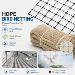 HDPE Bird Netting Anti Pigeon Protection Net Durable Bird Control Mesh for Roof Garden Balcony