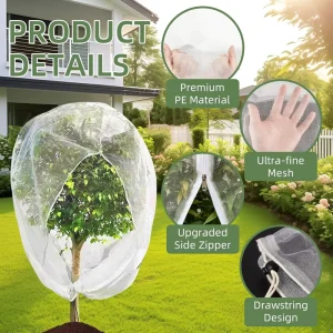 HDPE Insect- and Bird-Proof Plant Netting Covers with Drawstrings and Zippers for Greenhouses and Fruit Trees