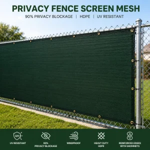 HDPE Privacy Fence Screen Mesh 90% UV-Resistant Windproof Fence Cover for Garden Backyard Balcony
