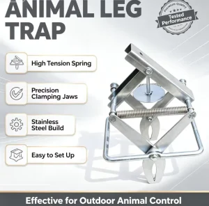 Heavy Duty Galvanized Steel Body Grip Animal Trap with Strong Spring for Mink Muskrat Beaver Raccoon Outdoor Trapping