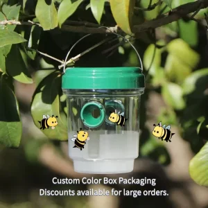 IPX4 Waterproof Solid ABS+PP Material Reusable Wasp and Bees Trap Bottle with Hanging Loop for Orchard Plantation