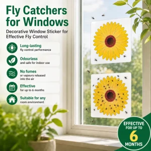 Indoor Sticky Fly Trap for Windows Sticky Catcher for Gnats Moths & Flies Effective Home Kitchen & Office Solution