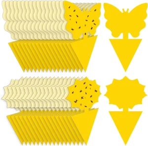 Indoor and Outdoor Yellow Sticky Traps for Fruit Flies, Fungus Gnats, and Insects, 10-Pack