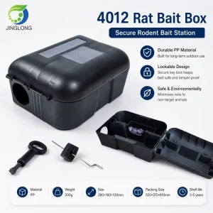 Lockable Rat Bait Station PP Rodent Bait Box with Security Key for Indoor Outdoor Pest Control