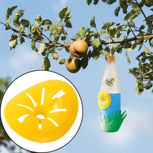 Magicatch Reusable Yellow Plastic Bee Trap Flower Shaped Flying Insect Funnel Catcher Eco Friendly Outdoor Hanging Bottle Pest
