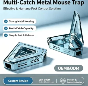 Metal Corner Rat Trap Box Humane Multiple Catch Heavy Duty Galvanized Eco Friendly Waterproof Mouse Bait Station Reusable Solid