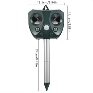 Outdoor Solar Sonic Mouse Deterrent with Double Lever Lock and Plastic Housing