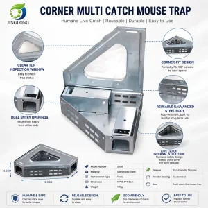Professional Corner Mouse Trap Multi Catch Rodent Trap Powder Coated Metal Trap for Pest Control OEM