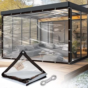 Rectangle PVC Shade Sail Net with White Edge Transparent Tarpaulin for Outdoor Protection
