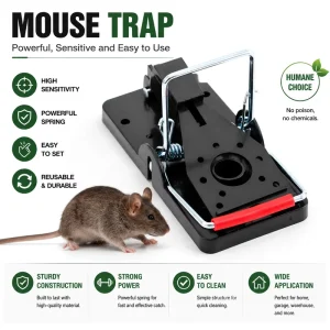 Reusable ABS Plastic Spring-Loaded Mouse Trap for Home and Warehouse Rat Control