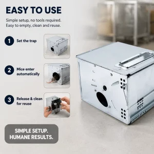 Reusable Wind-Up Live-Catch Metal Mouse Trap, Large Capacity, No Poison, OEM Factory Supplier