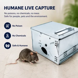 Reusable Wind-Up Live Mouse Trap, Heavy-Duty Metal, Large Capacity, for Indoor Pest Control OEM