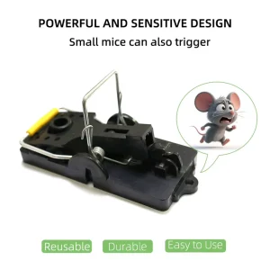 Single-Use Black ABS Snap Mouse Traps for Rodent Control Home and Perimeter Pest Management JSMT-18