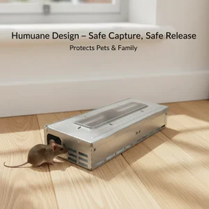 Slim Automatic Stainless Steel Live Catch Mouse Trap with Clear Lid