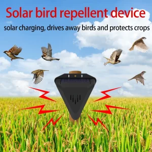 Solar Bird Deterrent Automatic Animal Control Device ABS with 13 Built-in Alarm Sounds for Farm Crops