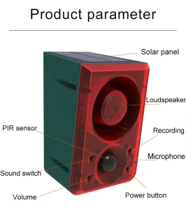 Solar Powered Outdoor Animal Repellent with Motion Sensor ABS for Agriculture and Wild Animal Control