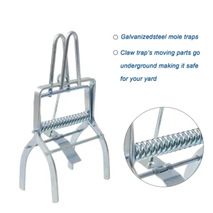 Spring-Loaded Reusable Mole Trap for Outdoor Pest Control