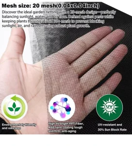UV-Resistant Anti-Aphid Net 40 x 25 Mesh HDPE Insect-Proof Net for Gardens and Greenhouses