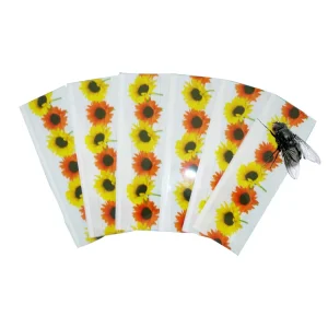 UV Resistant Disposable Transparent Window Fly Paper Sticky Waterproof Fly Glue Trap Sunflower Design PET