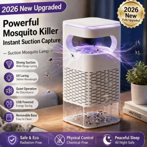 Upgraded Suction Mosquito Killer Lamp with 360 nm UV Light, Quiet USB Indoor Trap