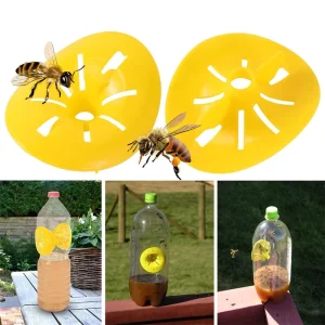 Yellow Plastic Bee Catcher Er Shape Reusable Outdoor Hanging Wasp Trap Bottle Flying Bug Funnel Pest Control Killer